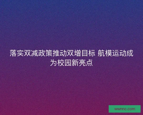 落实双减政策推动双增目标 航模运动成为校园新亮点