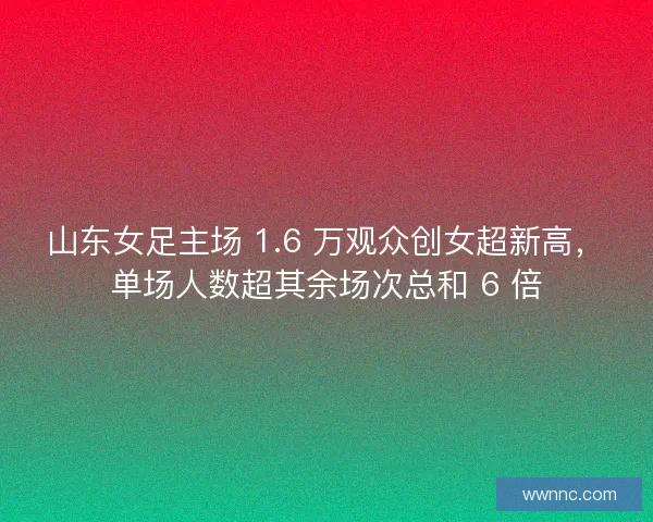 山东女足主场 1.6 万观众创女超新高，单场人数超其余场次总和 6 倍